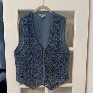 Vintage Denim Crochet Vest